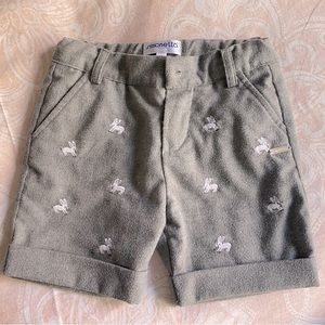 Simonetta Tiny Grey Boy Shorts Size 6m. Bunny Embroidery. In very good condition